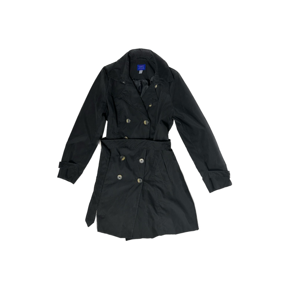 Simply Styled Women's Coat Black Button Up Trench Coat Size L